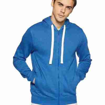 Men's Regular Fit Fleece Hoode Neck Winter Wear Two Side Pocket Zipper Sweatshirt(Blue) Profile Picture