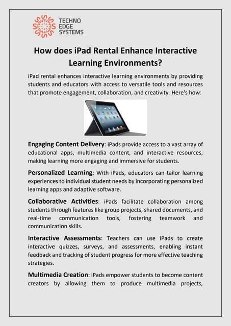 How does iPad Rental Enhance Interactive Learning Environments? | PDF