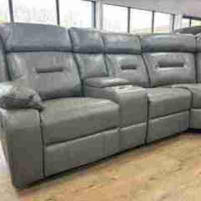 Poppy Grey Leather Manual Recliner Corner Sofa with Console Section Profile Picture